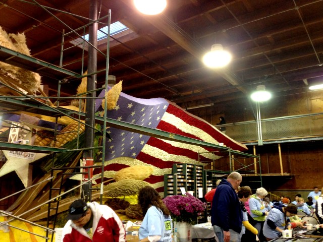 Rose Parade floats in the making at Rosemont Pavilion