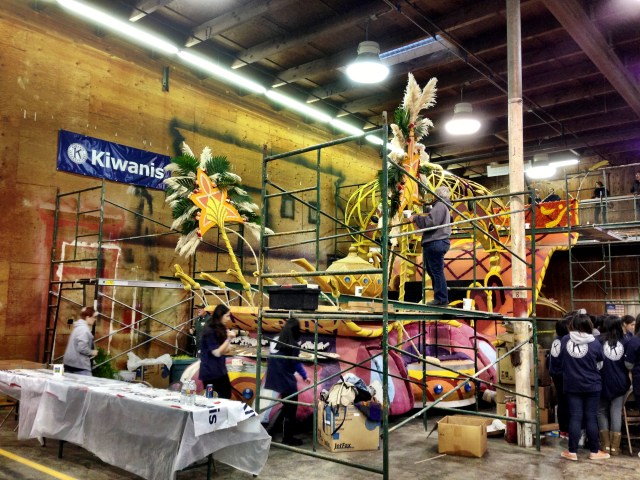 Rose Parade floats in the making at Rosemont Pavilion