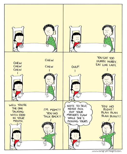 Never pick out your mother's flaw...